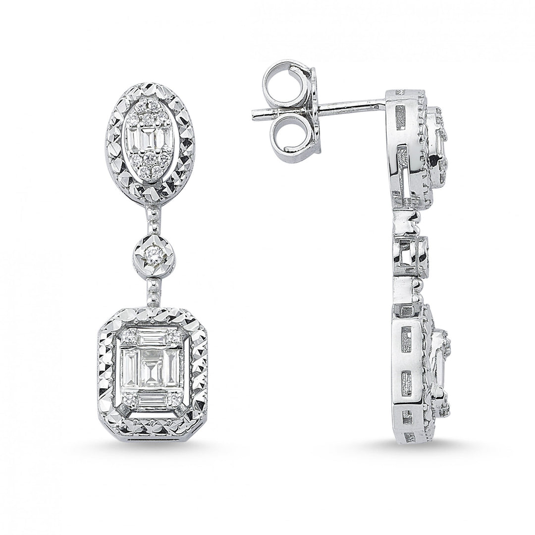 0.45 Karat Baguette Stone Set Diamond Earrings