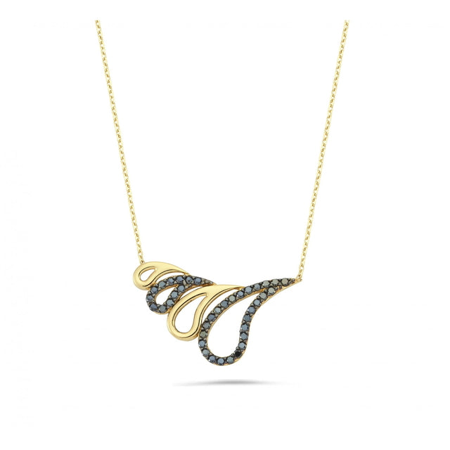 14ct Siyah Stone Set Gold Necklace