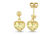 14ct Heart Motif Drop Gold Earrings