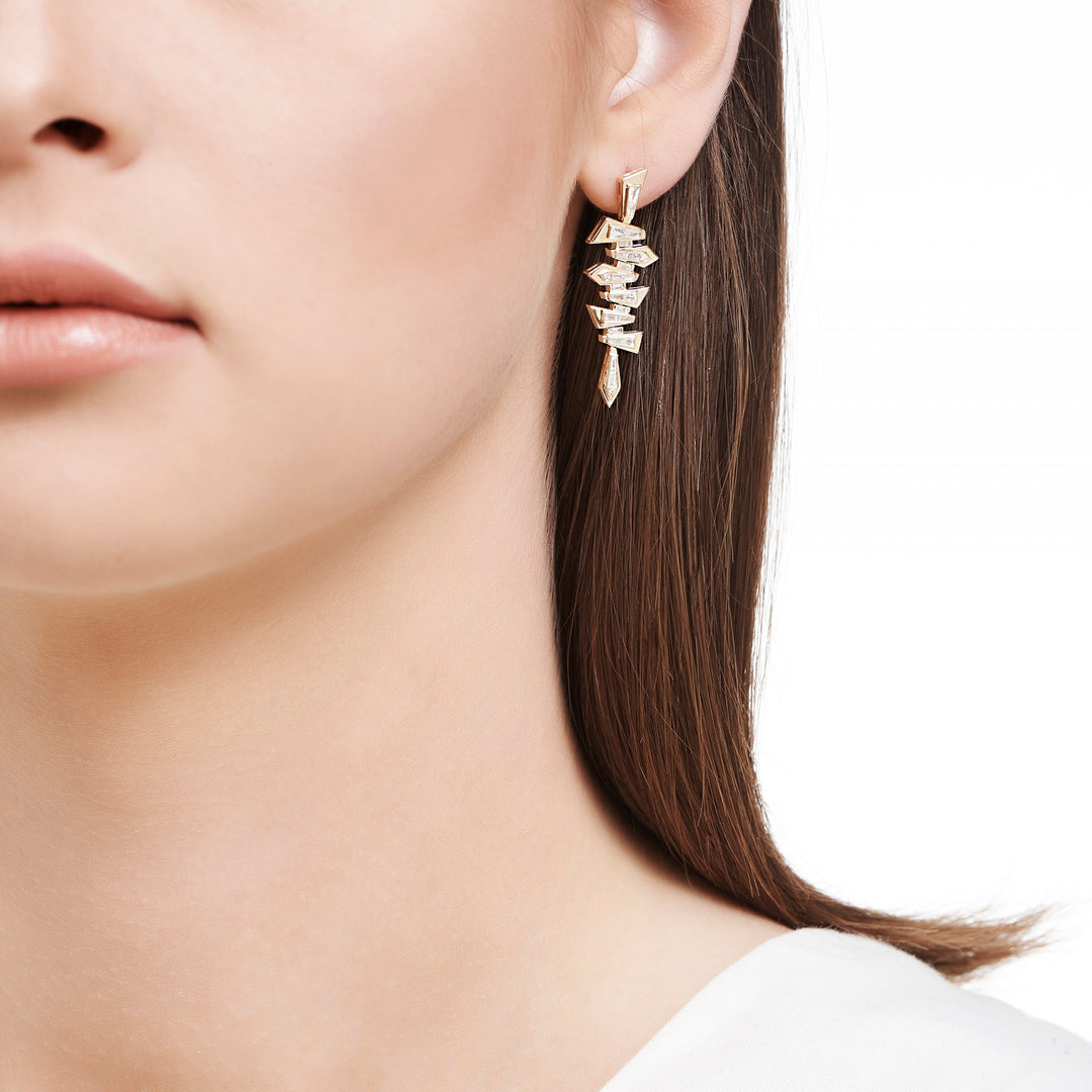 0.78 Karat Baguette Stone Set Diamond Earrings