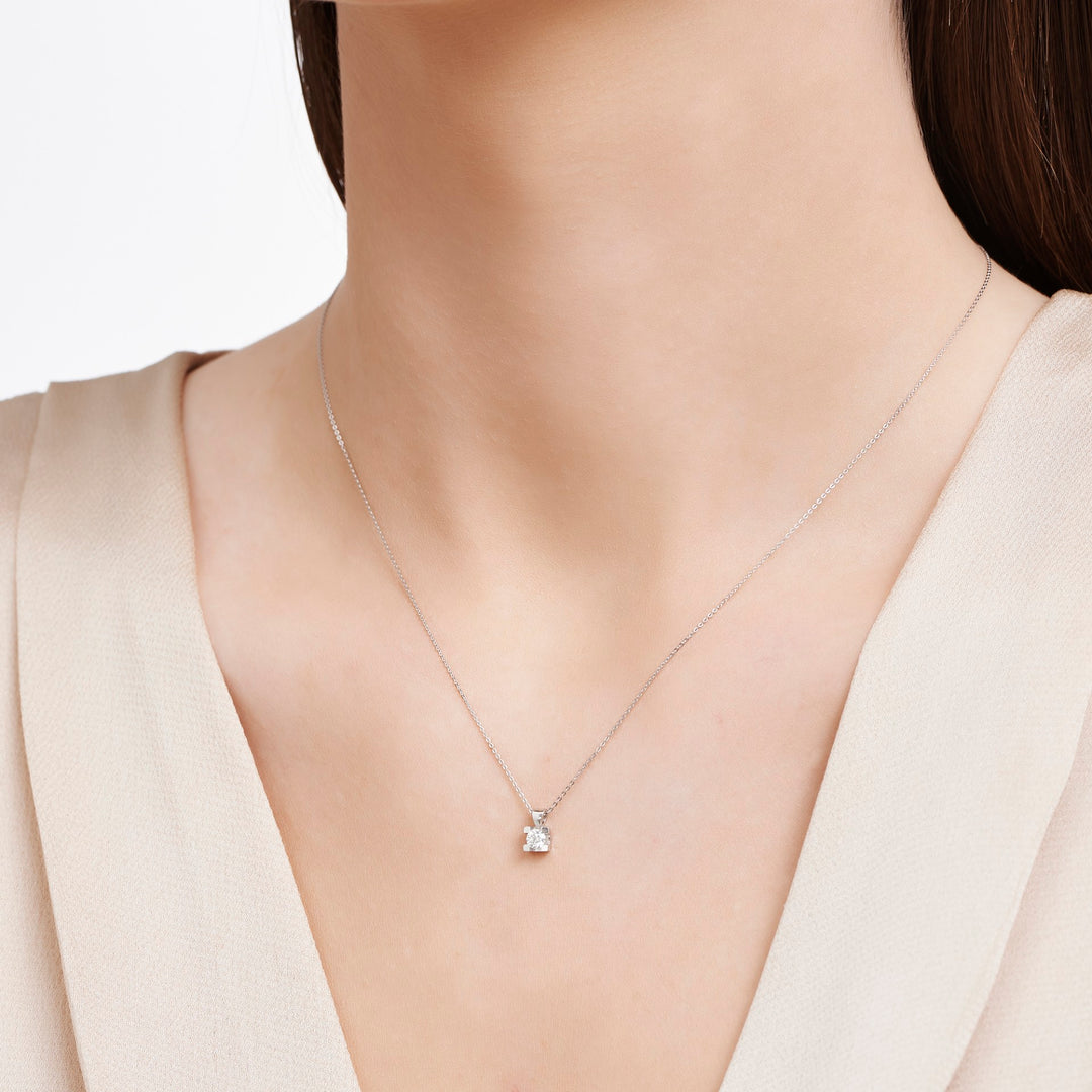 0.18 Karat GH SI Solitaire Diamond Necklace