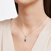 0.95 Karat Diamond Emerald Necklace