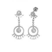 1.55 Karat Baguette Stone Set Diamond Earrings