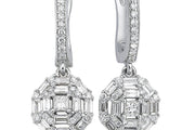 1.22 Karat Baguette Stone Set Diamond Earrings