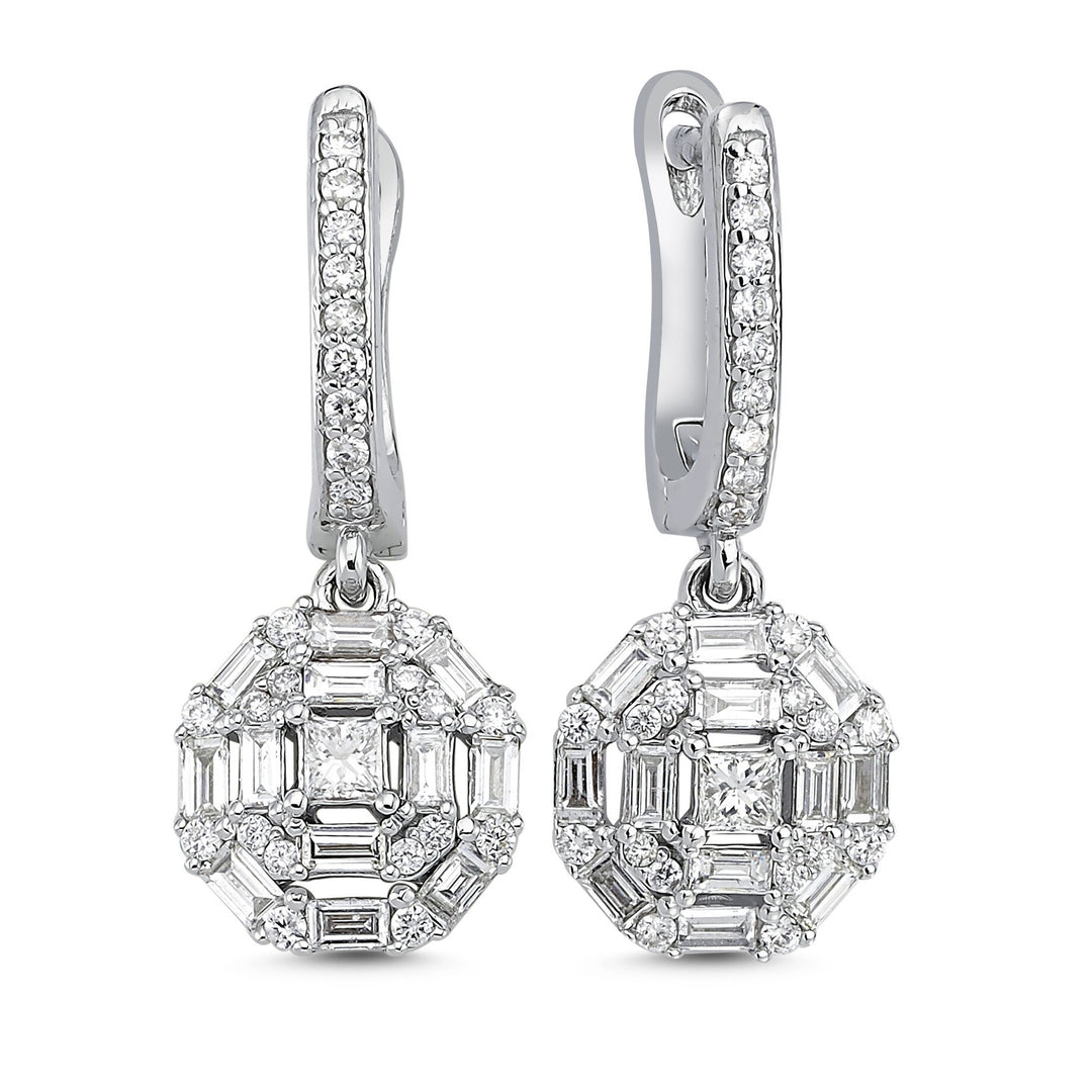 1.22 Karat Baguette Stone Set Diamond Earrings