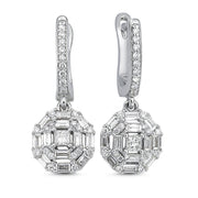 1.22 Karat Baguette Stone Set Diamond Earrings