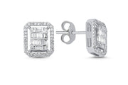 0.44 Karat Baguette Stone Set Diamond Earrings