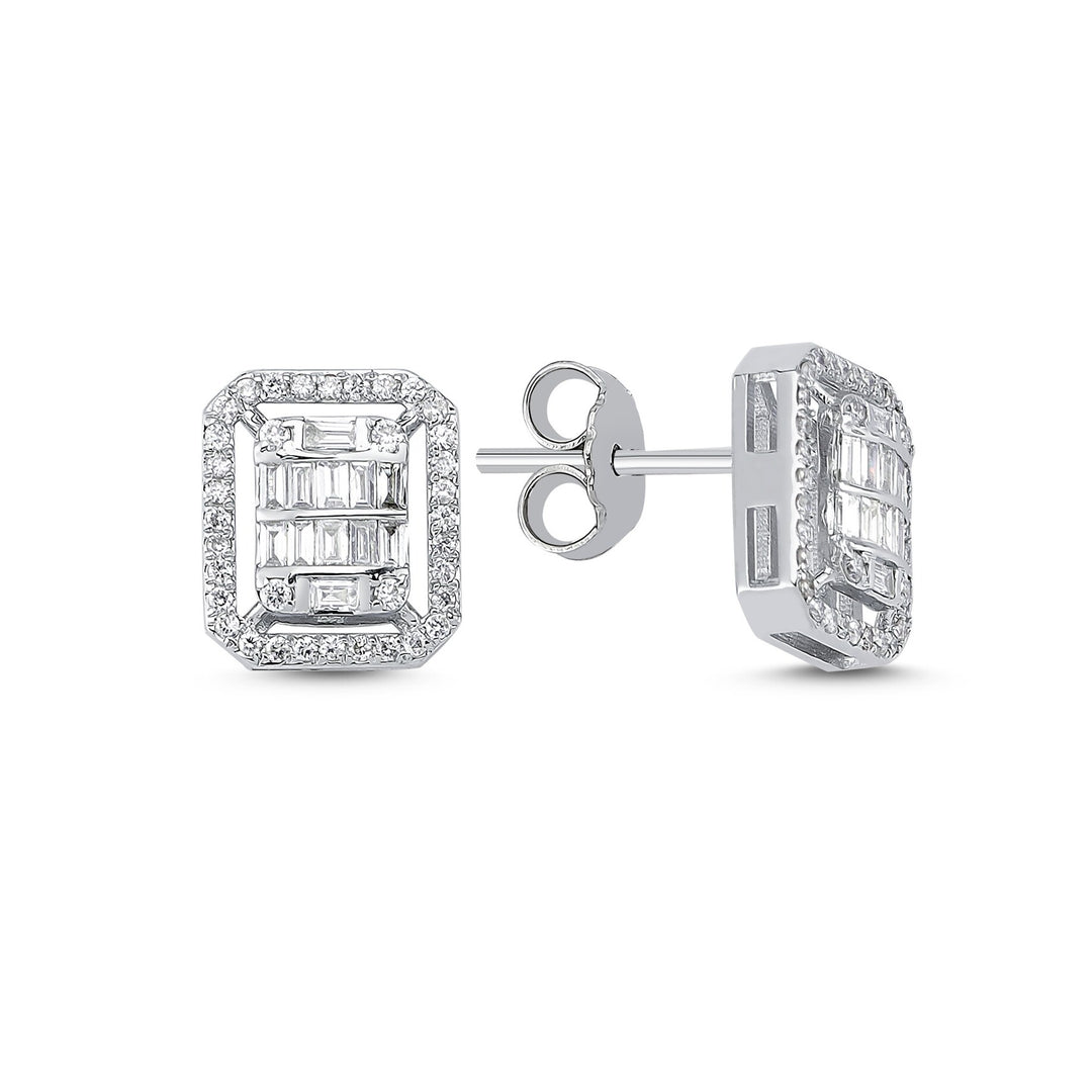 0.44 Karat Baguette Stone Set Diamond Earrings