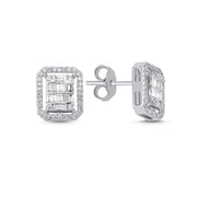 0.44 Karat Baguette Stone Set Diamond Earrings