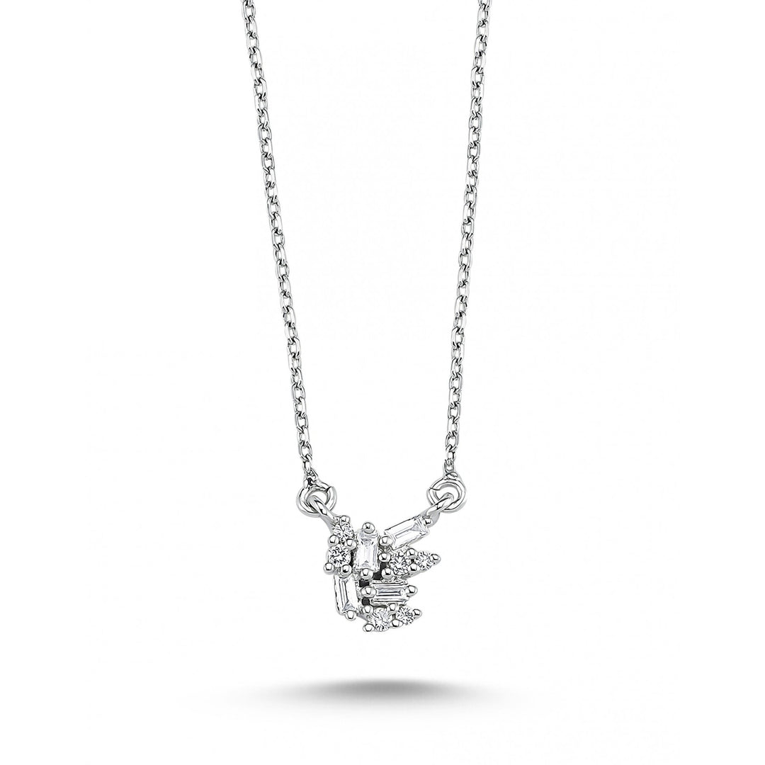 0.09 Karat Baguette Stone Set Diamond Necklace