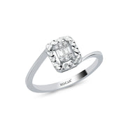 0.09 Karat Baguette Stone Set Diamond Ring