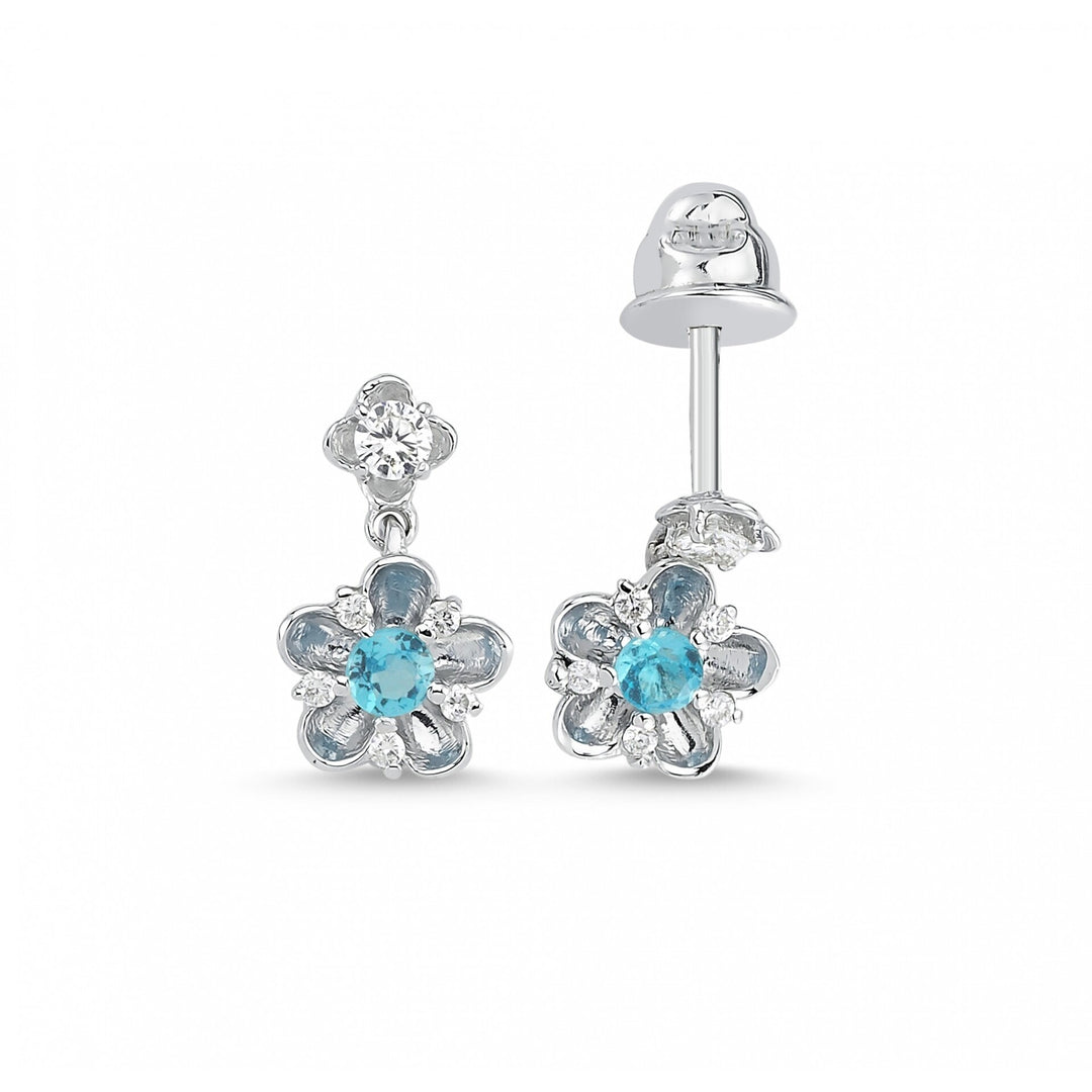 0.52 Karat Diamond Mavi Topaz Earrings