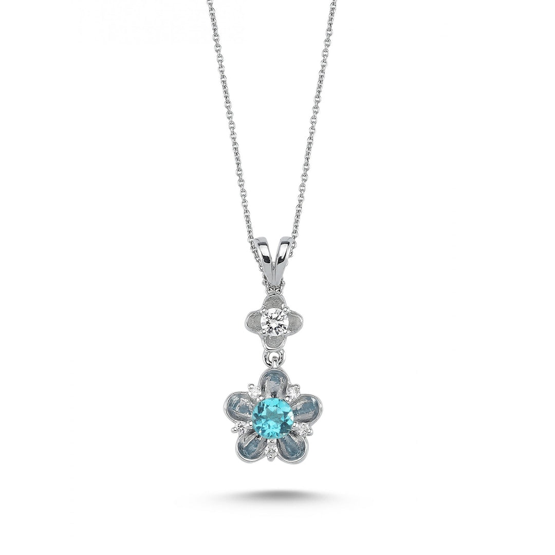 0.48 Karat Diamond Mavi Topaz Necklace