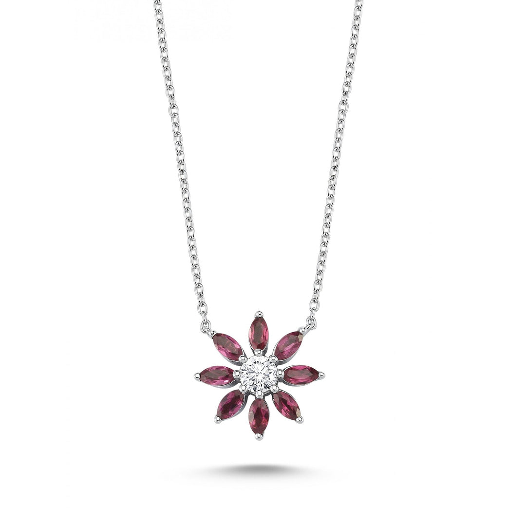1.05 Karat Diamond Rhodolite Necklace