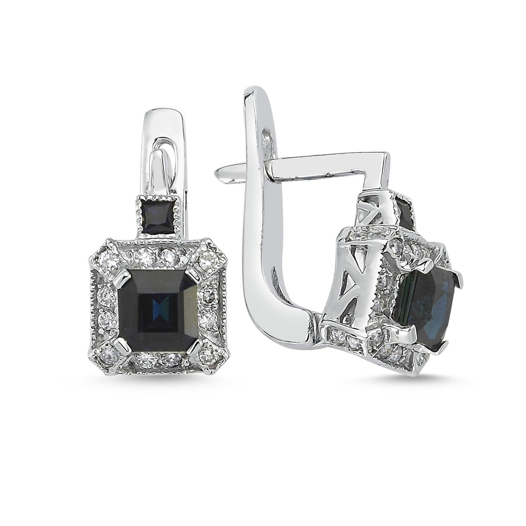 2.02 Karat Diamond Sapphire Earrings