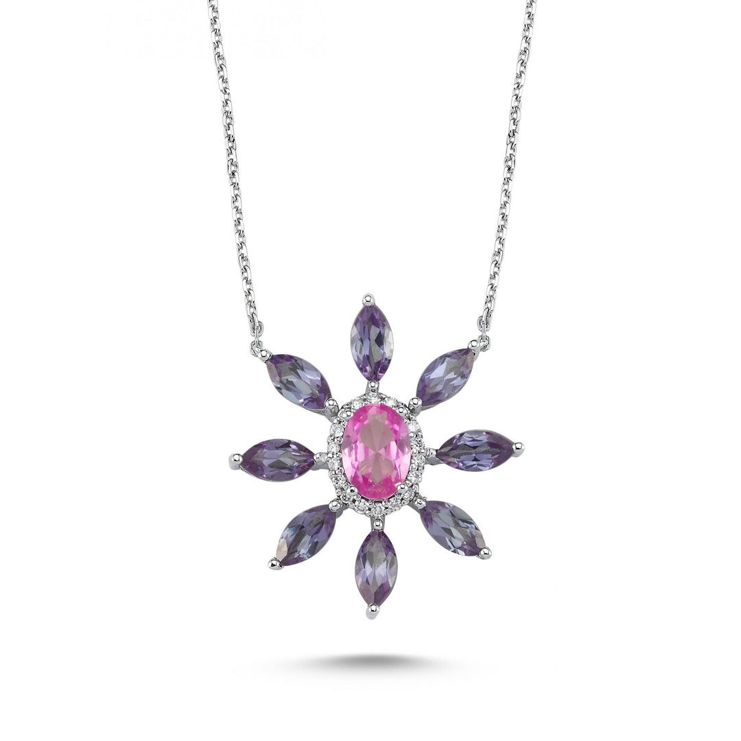 3.85 Karat Diamond Sapphire Alexandriteeee Necklace