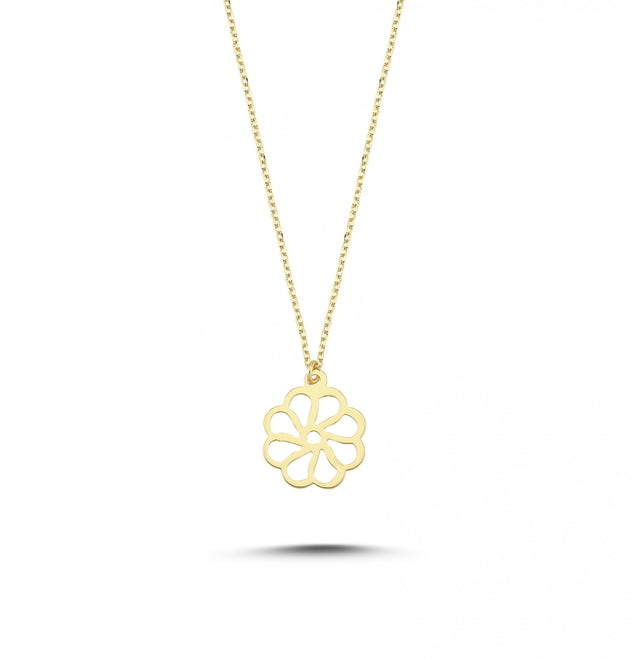 14ct Flower Motif Yellow Gold Necklace
