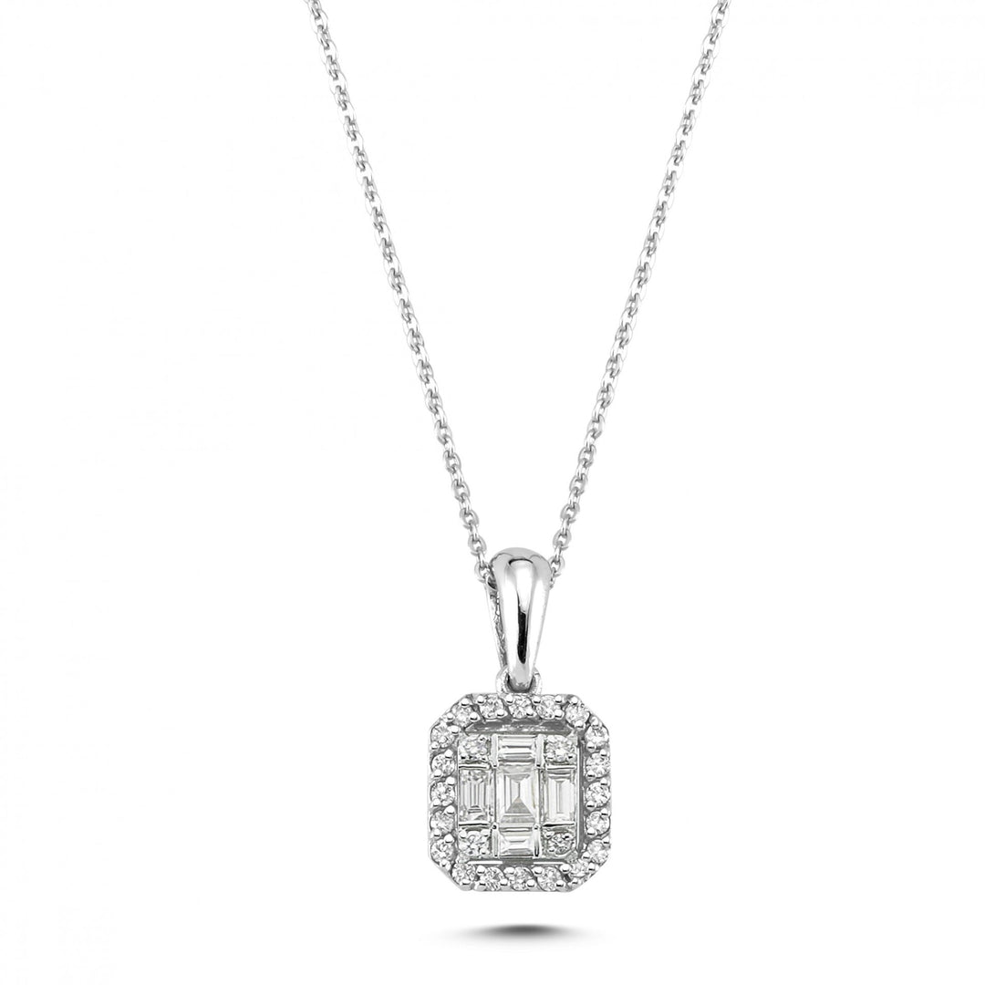 0.17 Karat Diamond Baguette Necklace