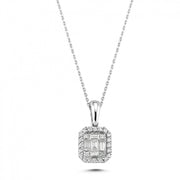 0.17 Karat Diamond Baguette Necklace