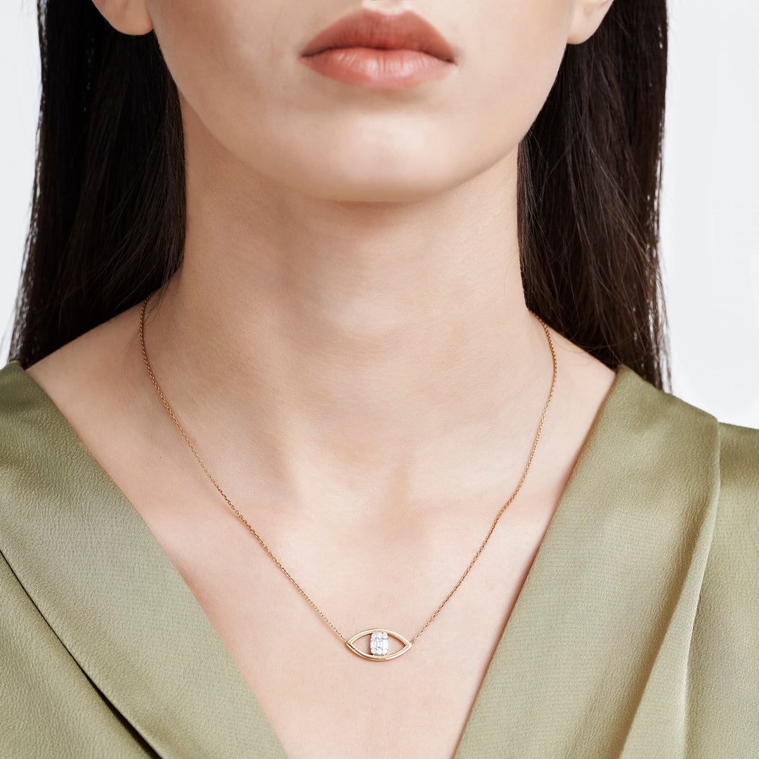 0.26 Karat Baguette Diamond Rose Necklace