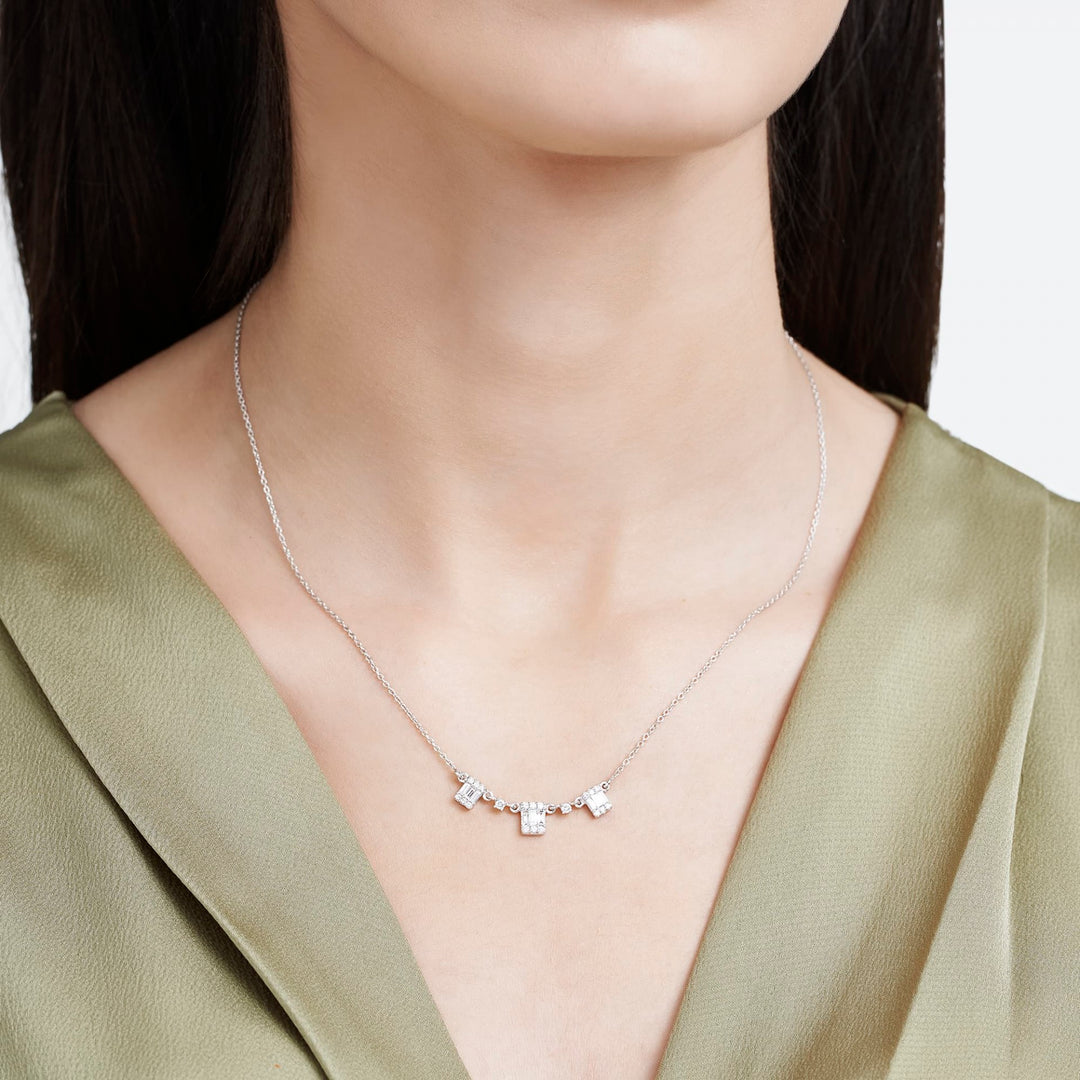0.49 Karat Baguette Stone Set Diamond Necklace