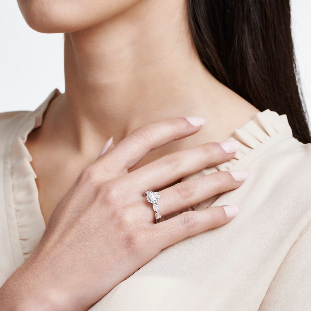 0.71 Karat Baguette Stone Set Diamond Ring