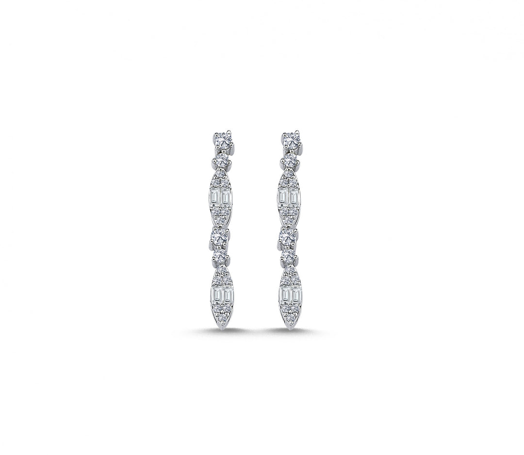 0.34 Karat Baguette Stone Set Diamond Earrings