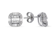 0.59 Karat Baguette Stone Set Diamond Earrings