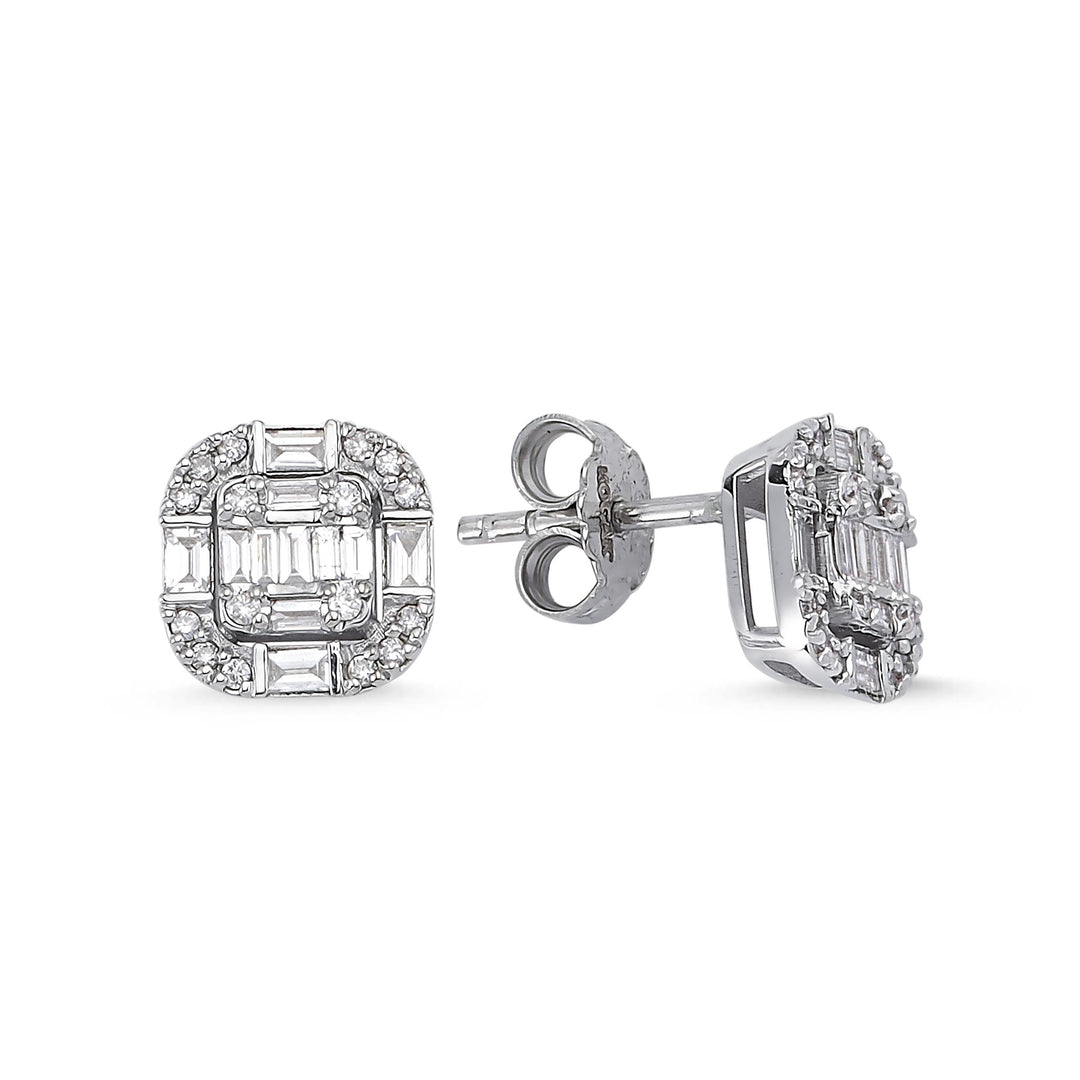 0.59 Karat Baguette Stone Set Diamond Earrings