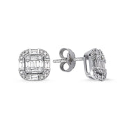0.59 Karat Baguette Stone Set Diamond Earrings