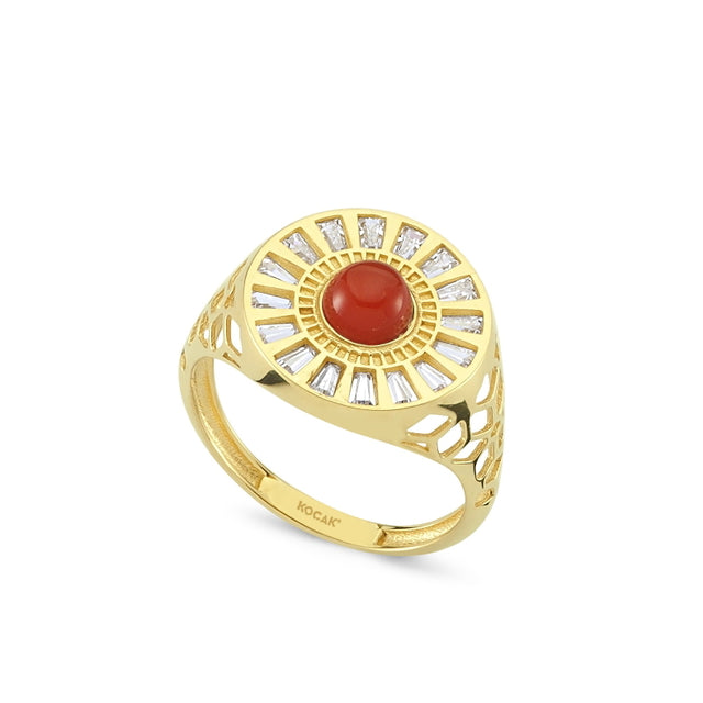 14ct Colour Stone Set Gold Ring