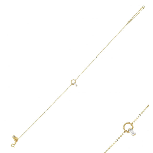 14ct Baguette Stone Set Gold Anklet Gold Bracelet
