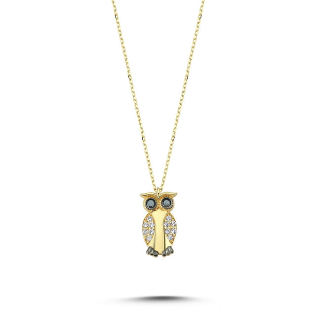 14ct Baykus Figurlu Gold Necklace