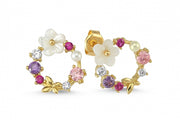 14ct Flower Butterfly Motif Gold Earrings