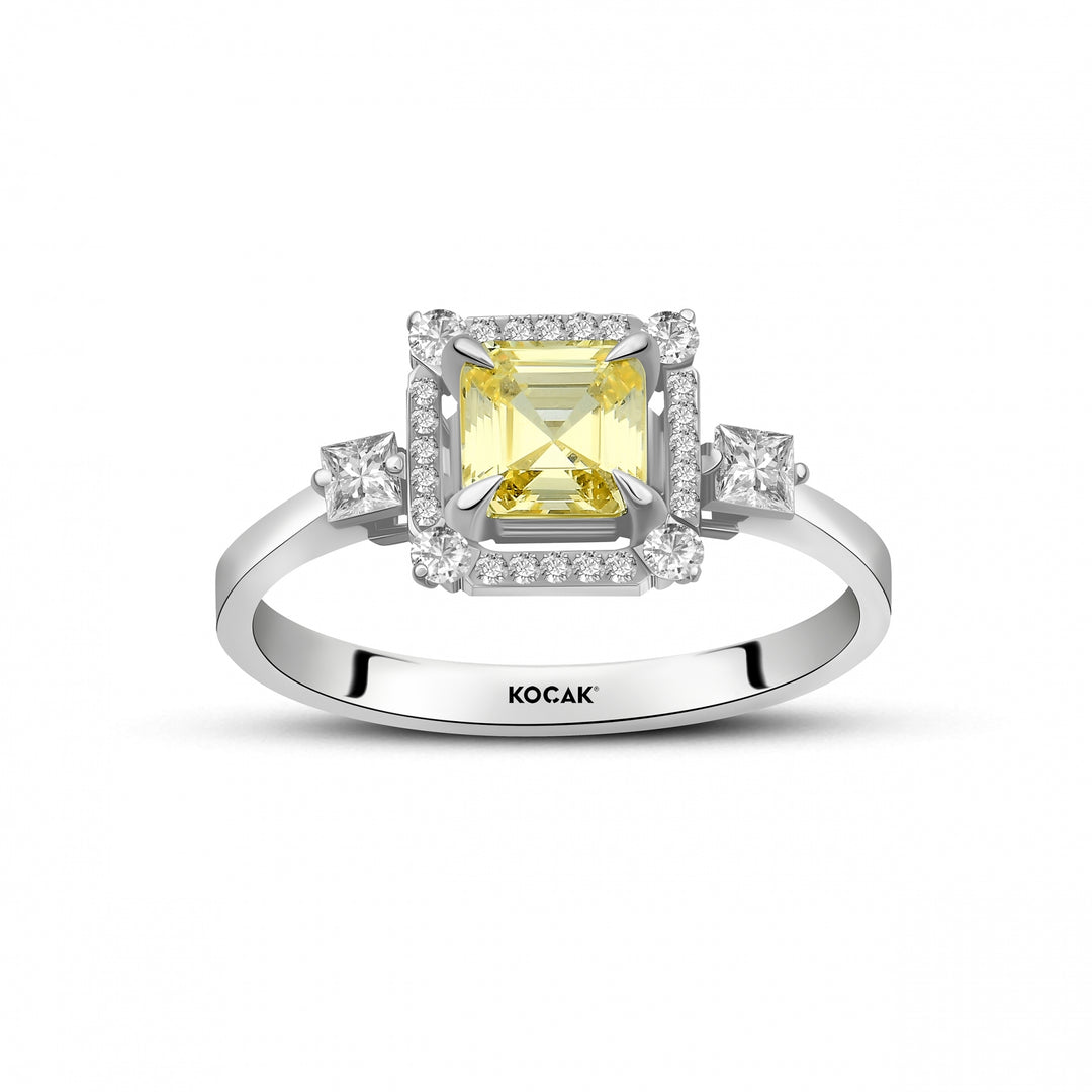 Diamond Renkli Stone Set Icon Ring