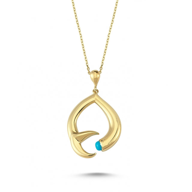14ct Firuze Stone Set Gold Necklace