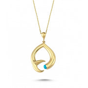 14ct Firuze Stone Set Gold Necklace