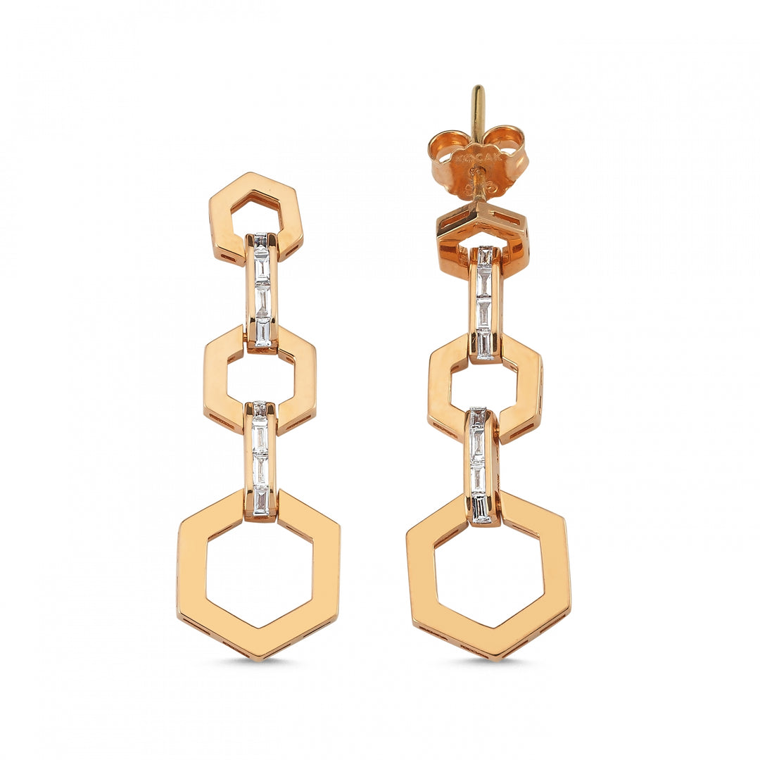 0.19 Karat Baguette Stone Set Diamond Earrings