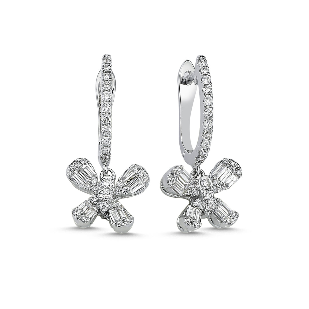 0.45 Karat Baguette Stone Set Diamond Earrings