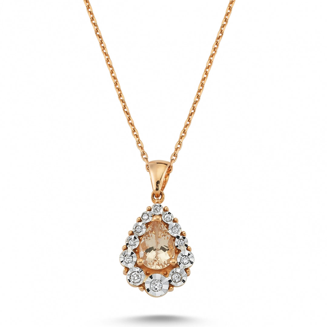 0.70 Karat Morganit Diamond Necklace