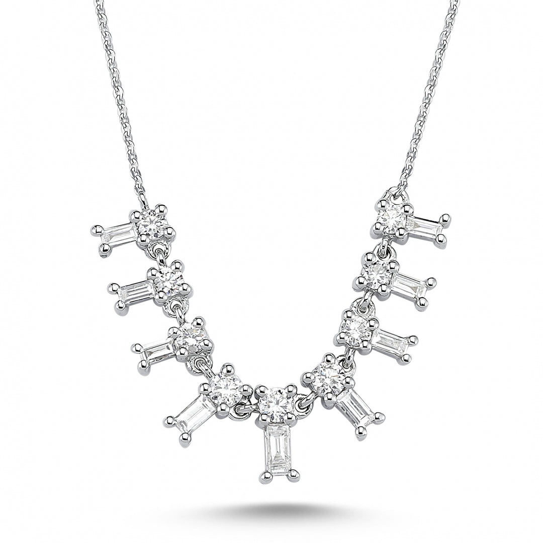0.49 Karat Baguette Stone Set Diamond Necklace
