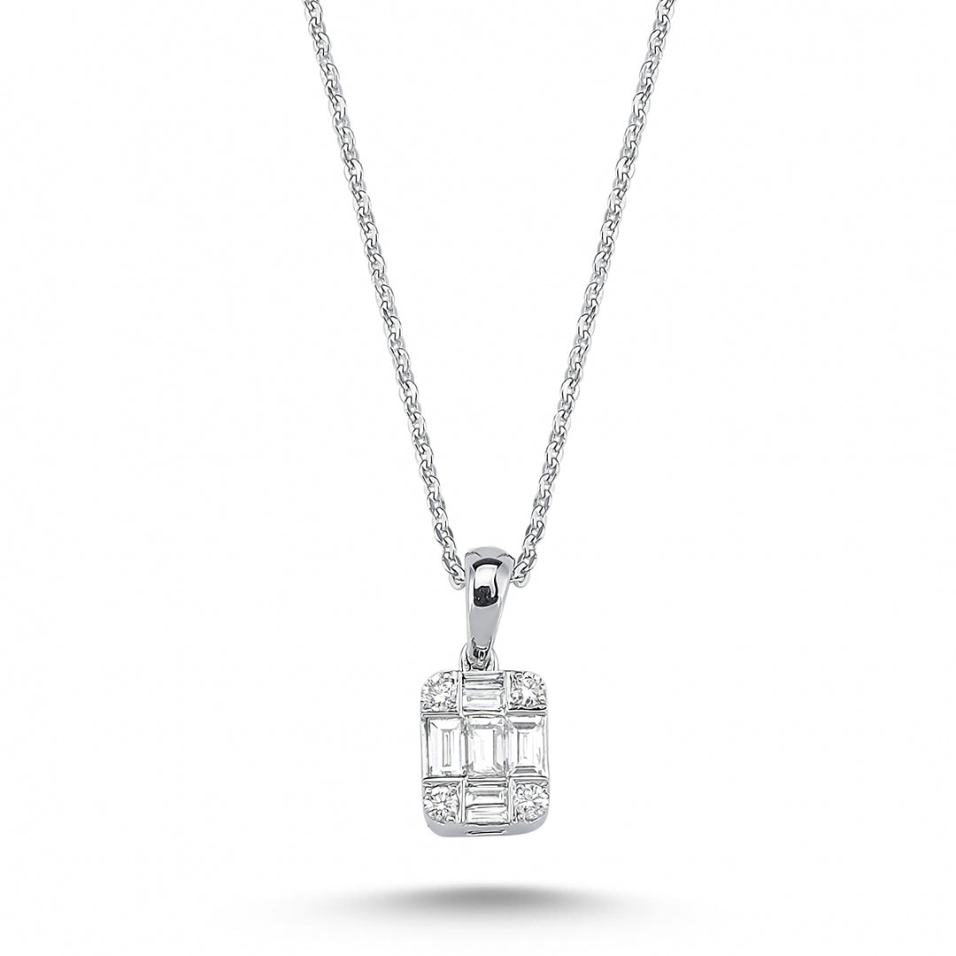 0.14 Karat Baguette Diamond Necklace