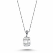 0.14 Karat Baguette Diamond Necklace