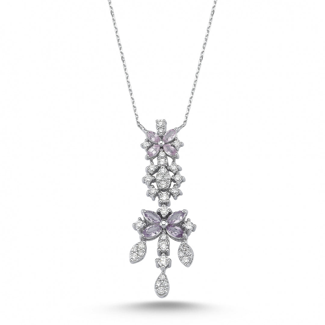 1.05 Karat Pink Sapphire Diamond Necklace