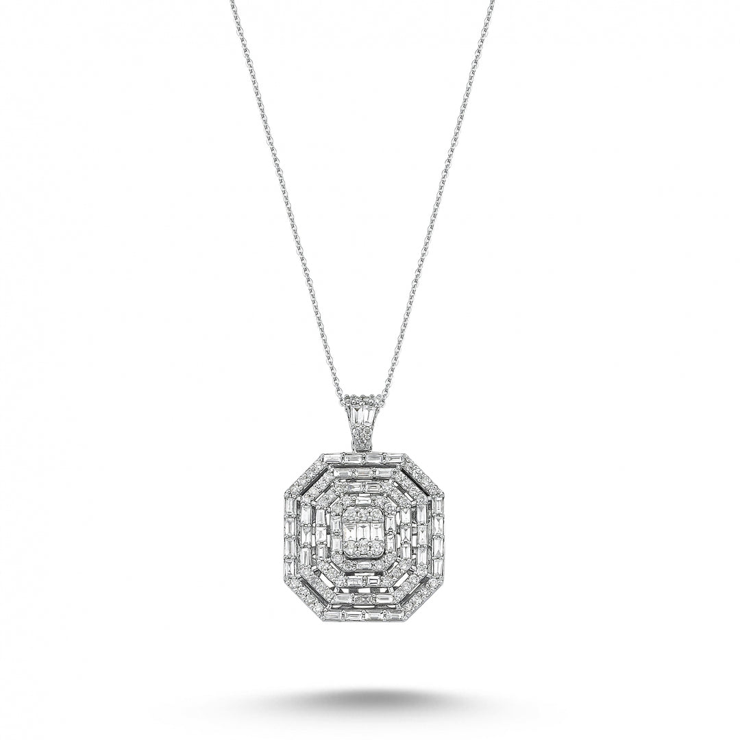 0.91 Karat Baguette Stone Set Diamond Necklace