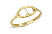 14ct Baguette Stone Set Gold Ring