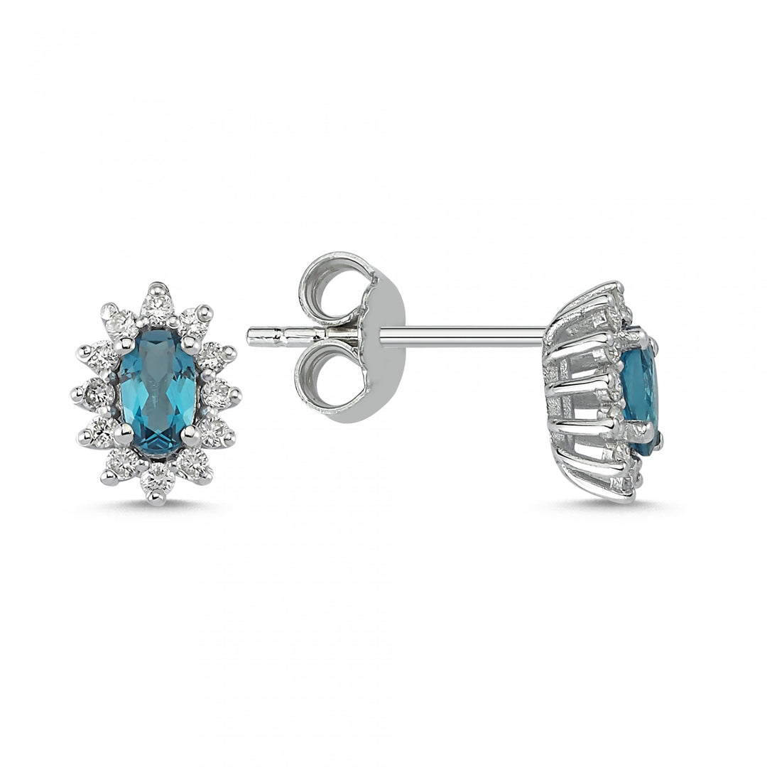 0.75 Karat Mavi Topaz Diamond Earrings