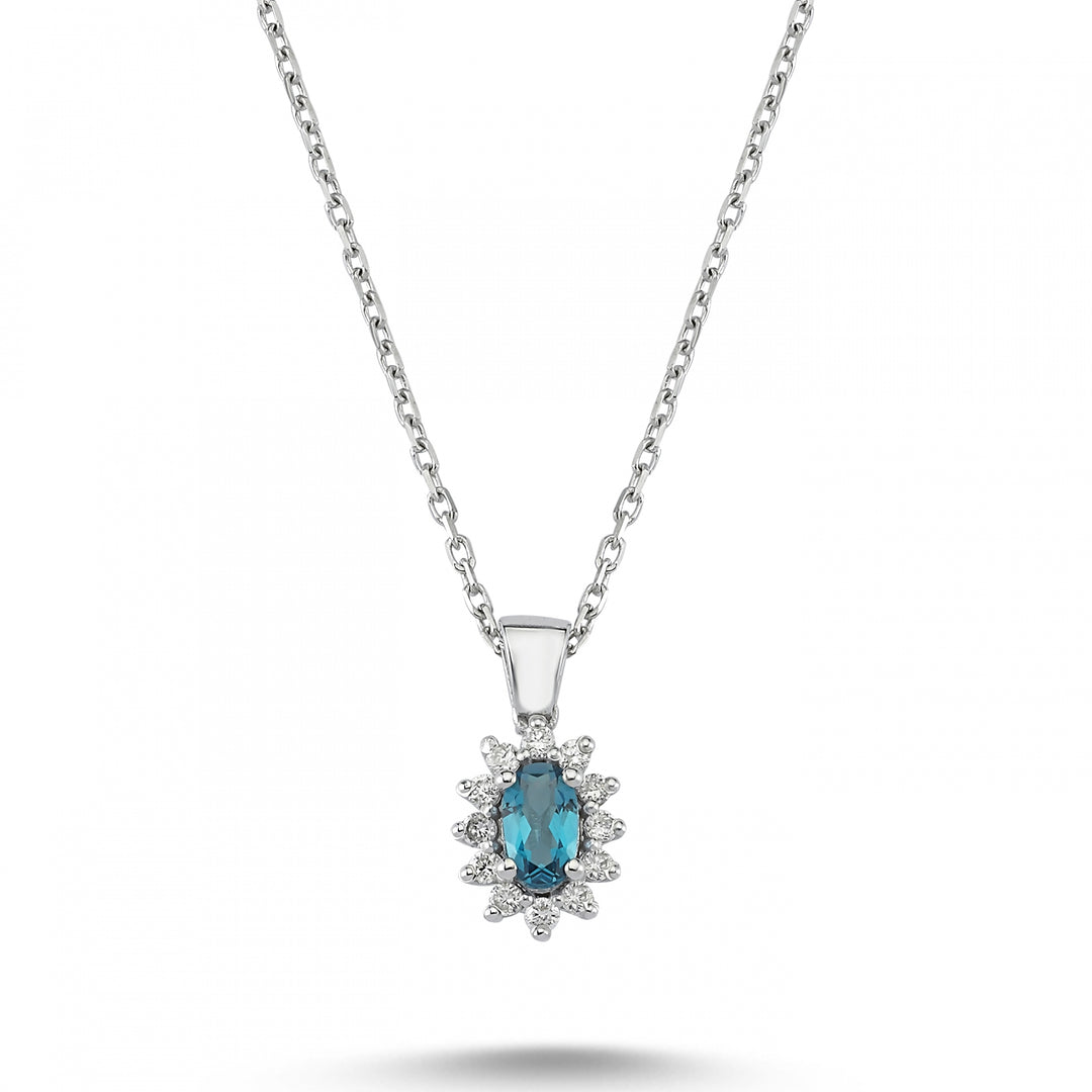 0.48 Karat Mavi Topaz Diamond Necklace