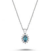 0.48 Karat Mavi Topaz Diamond Necklace
