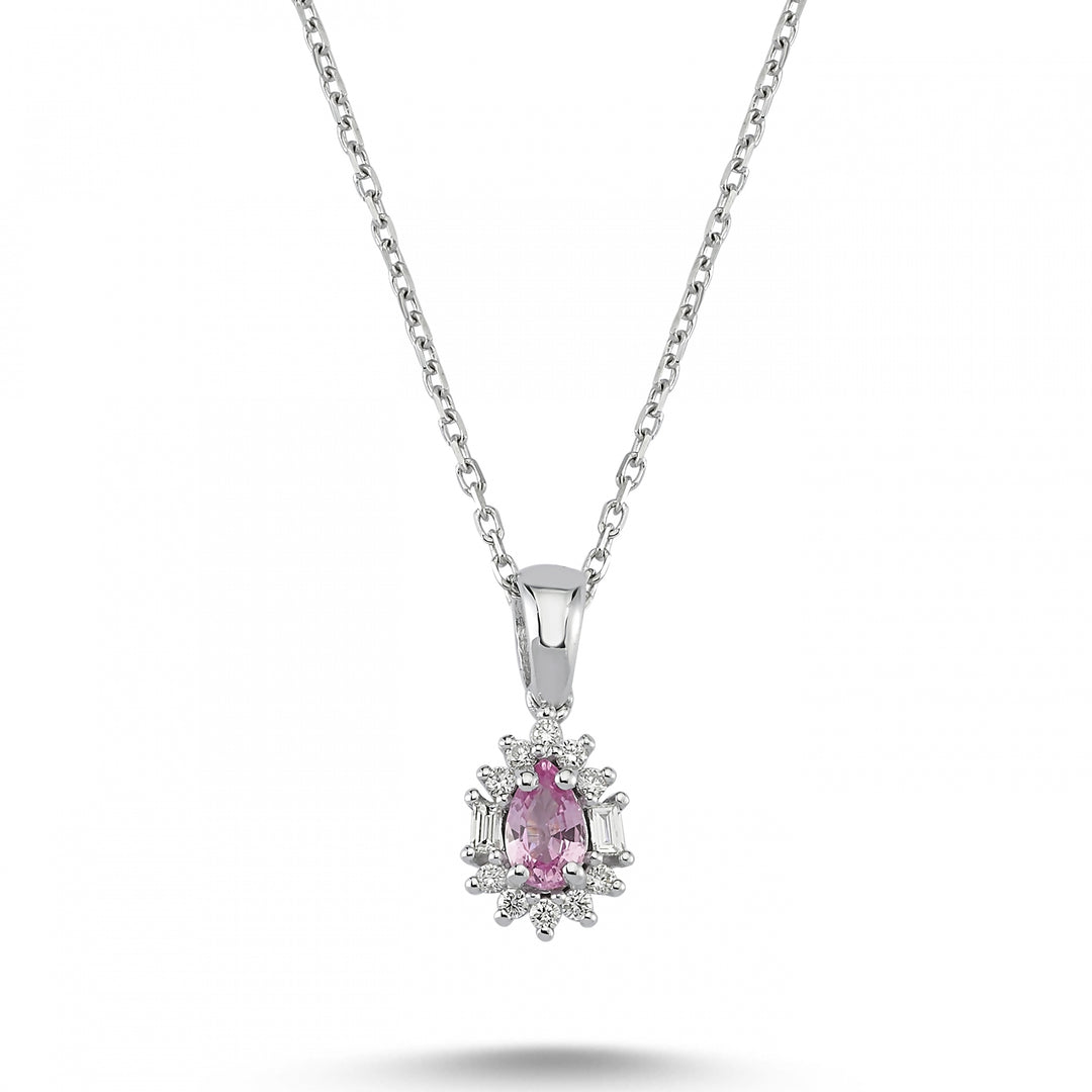 0.38 Karat Pink Sapphire Diamond Necklace